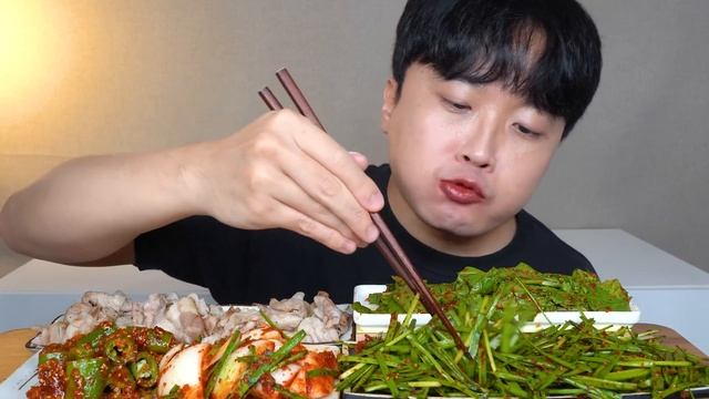 아내표 집밥🍚 대패삼겹살 상추겉절이 부추김치 양파김치 오이고추된장무침 요리 먹방 PORK BELLY & KOREAN KIMCHI ASMR MUKBANG EATING SHOW
