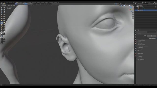 Freestyle Female Head Sculpting in Blender