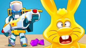Светлый Бо Меха захватывает кристаллы с желейным зайцем Харитоном в Brawl Stars