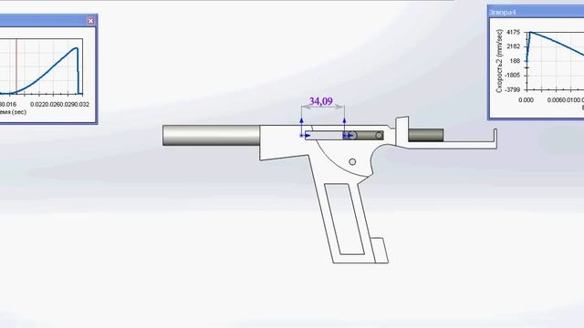 .22 LR dynamic analysis of blowback system. Mass of bolt 130 g. смотреть онлайн