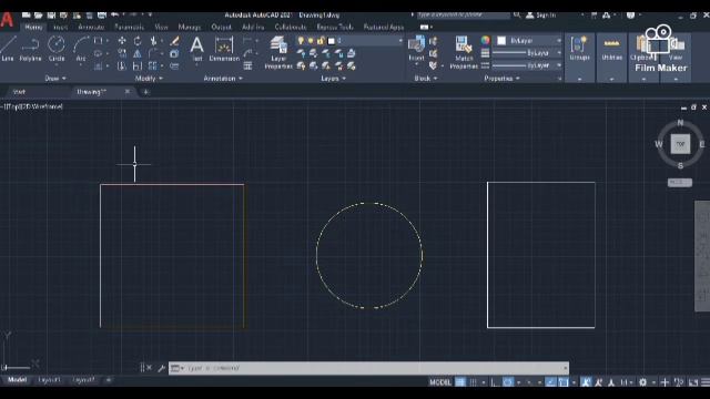Autocad Tutorial - Fillet, Move, Copy, Mirror смотреть онлайн