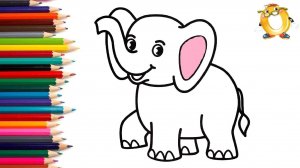 Мультик - раскраска для детей СЛОНИК. Учимся как рисовать СЛОНА  // ОБУЧАШКА ТВ