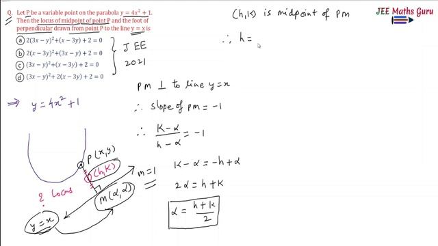 Let P be a variable point on parabola y=4x²+1. then locus of midpoint | PYQ parabola | @jeemathsgur смотреть онлайн
