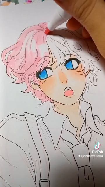 Pink Boy with Pastels Markers from Ohuhu🌱🌸 #art #drawing #ohuhu #ohuhumarkers #shorts #markers