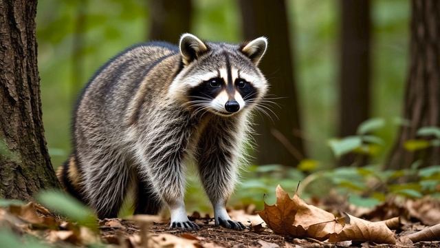 Лес. Голос енота в лесу. Звуки природы