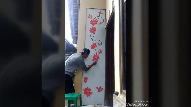 WALL DRAWING!!! Mural Motif Bunga
