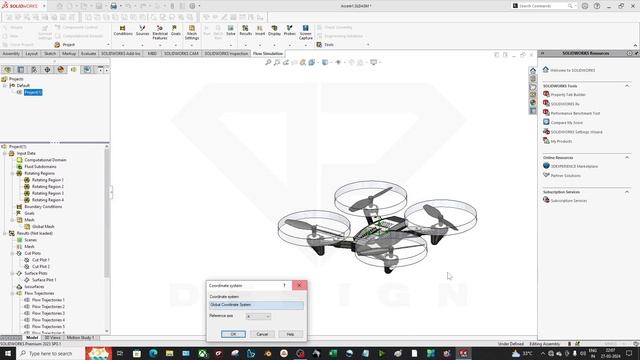 Drone Aerodynamics CFD Simulation tutorial using SolidWorks Flow Simulation | CFD | DP DESIGN смотреть онлайн