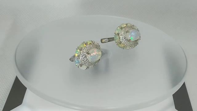 Серьги с натуральными эфиопскими опалами 8х6 мм Серебро 925 смотреть онлайн