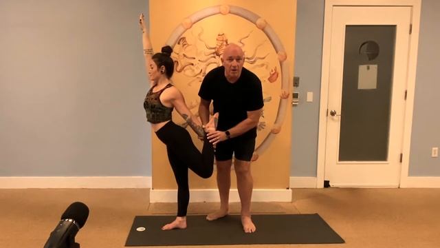How to do Standing Bow Pose Next Level | A Hot Yoga Tutorial смотреть онлайн