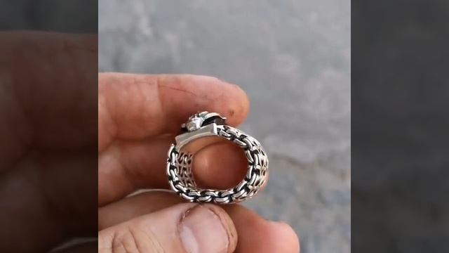 Мужское кольцо, Плетение Двойной Рамзес Тигр, серебро 925 пробы