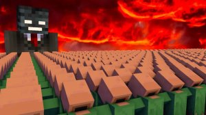 ОХОТА 1 000 000 жителей деревни против Злого Скелета, майнкрафт мультфильм