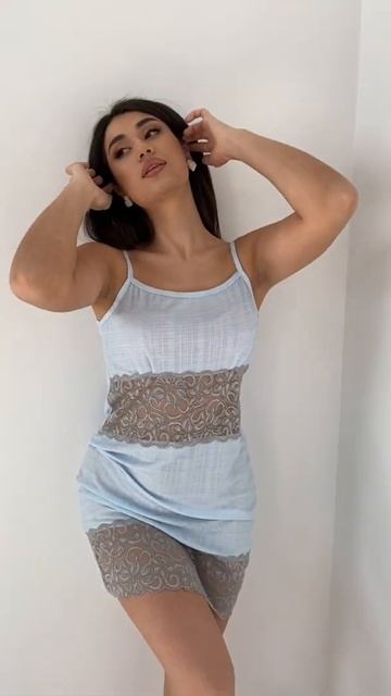 Ночная сорочка с кружевом НС 004ВА-ГОЛ (Голубой)