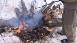 Эвенкийский костер для обогрева жилища в лесу mp4