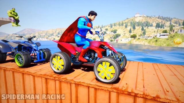 SpiderMan Superman Hulk Goku Street Blazer Vehicles Challenge - GTA V MODS смотреть онлайн