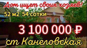 🏡Дом ищет своих хозяев! 52м2🦯54 сотки🦯газ по меже🦯вода🦯3 100 000 ₽🦯станица Канеловская🦯