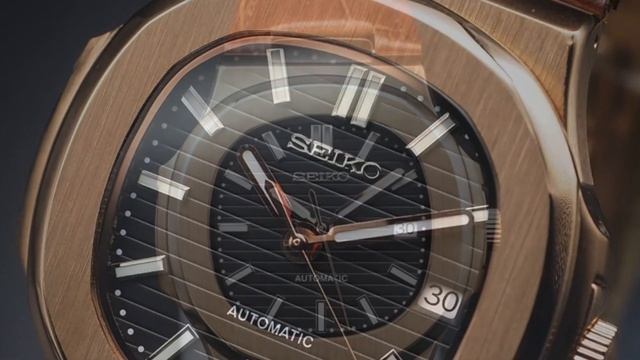 New Seiko Nautilus MOD with leather strap automatic watch - Custom build смотреть онлайн