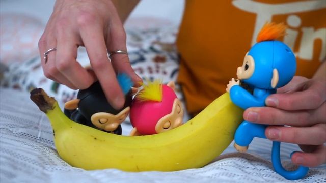 Fingerlings: Бэлла, Финн и Борис едят бананы! | Fingerlings Family