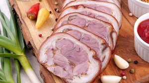 Для будней и праздников! Прессованный Рулет из свиной Рульки в луковой шелухе. Аппетитная закуска!