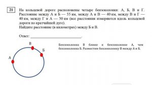 ЕГЭ. Математика. Базовый уровень. Задание 21. На кольцевой дороге расположены четыре бензоколонки: