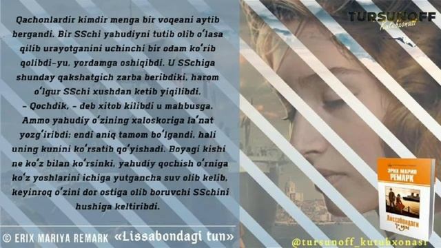 IQTIBOSLAR | Erix Mariya Remarkning «LISSABONDAGI TUN» Asaridan Iqtiboslar.