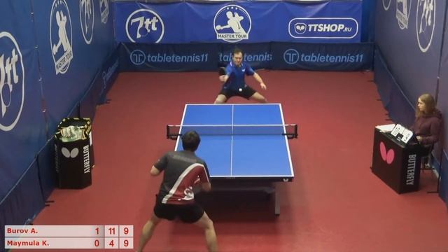 Настольный теннис матч 111220 7 15:00 Буров Алексей Маймула Константин смотреть онлайн