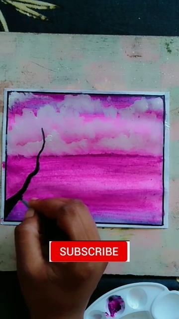 Pink 😱nature😱 Scenery 🌷#shorts#art#drawing#painting#acenery#sketch#viral#trend#