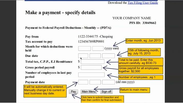 How to submit Federal Payroll Deductions Payment to CRA смотреть онлайн