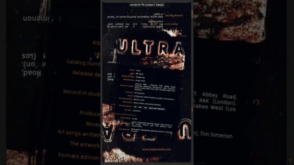 • DEPECHE MODE • 14 APRIL 1997 • ULTRA

• https://www.depmode.com/Depeche_Mode_Ultra.php