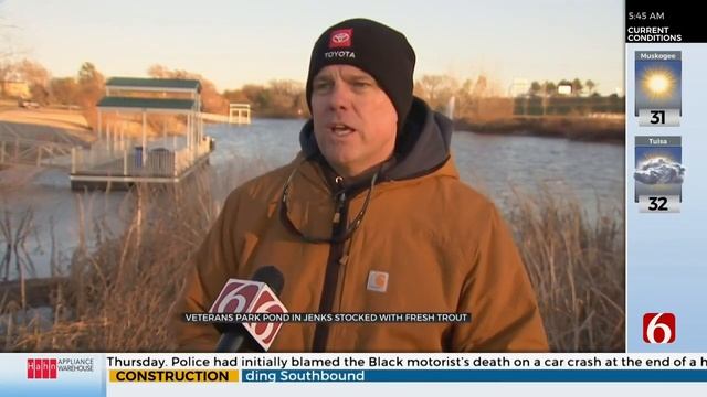 Pond At Veteran's Park In Jenks Stocked With Trout Thanks To Donation смотреть онлайн