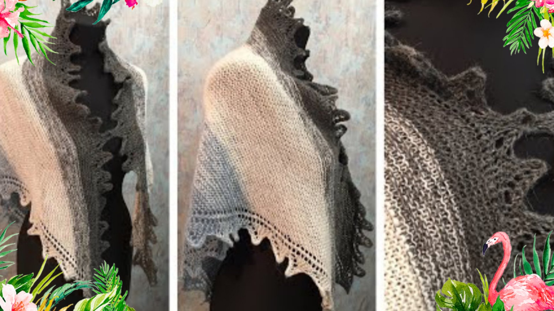 Самая простая косынка спицами с цельновязанной каймой от нижнего угла🦋 смотреть онлайн