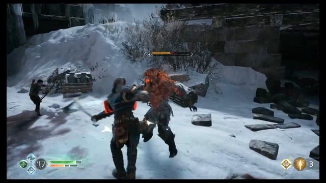 God of War 4. Мёртвый великан, куча врагов смотреть онлайн
