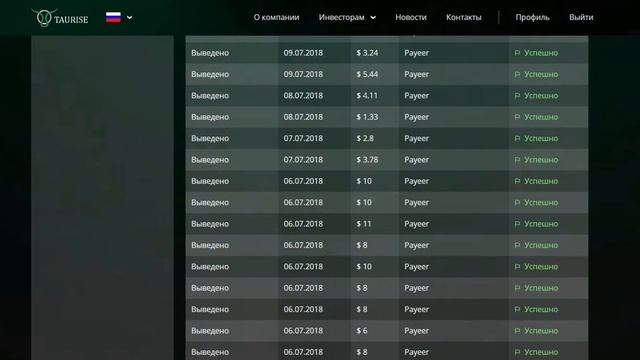 TAURISE! Проверено! ПЛАТИТ! ОТЗЫВ от реального инвестора. 10.07.2018 смотреть онлайн
