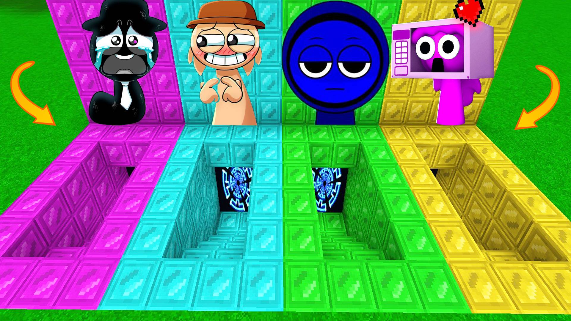 ВЫБЕРИ НЕОБЫЧНЫЕ ПОРТАЛЫ СО СПРУНКАМИ В МАЙНКРАФТ смотреть онлайн