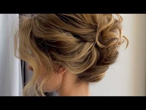 Объемный высокий пучок, ракушка из локонов  Wedding hairstyle. Beautiful high bun.