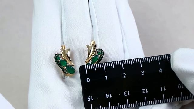 Золотые серьги Александра с фианитом и агатом кл2252а-12ск-з