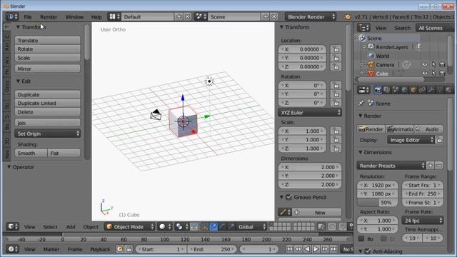 Blender 2.72 Cycles Freestyle, array modifier (No audio) смотреть онлайн
