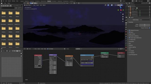 Creating A Night Lakeside scene in Blender | Blender Tutorial смотреть онлайн