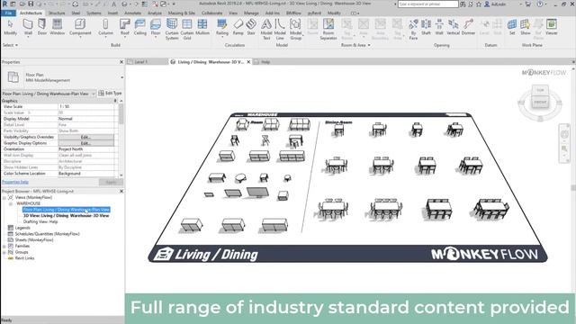BIMflow - Living Dining Warehouse - Families Content Plugin for Revit смотреть онлайн