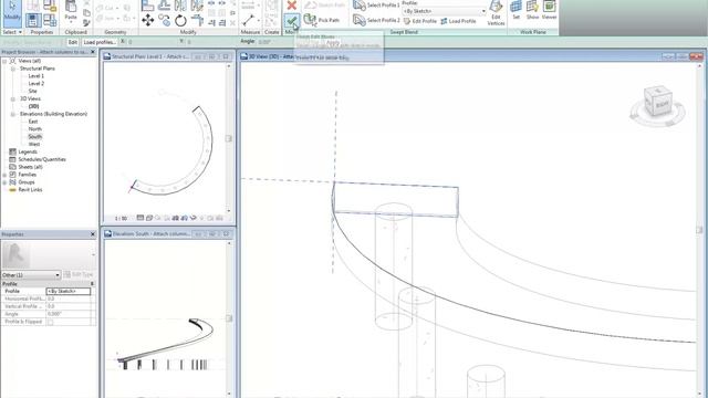 Attach columns to ramp objects in Revit смотреть онлайн