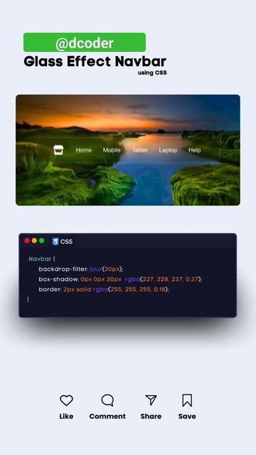 Glass Effect Navbar #reels #youtube #navbar #trending #coding #leetcodechallenge #codingchallenges смотреть онлайн