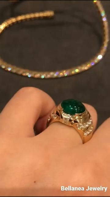 18kgold钻石镶嵌祖母绿复古风戒指，男女都适合 ！ Retro style, for both men and women.Diamond surround by emerald смотреть онлайн