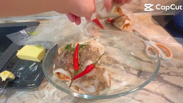 НОВИНКА😱 Фаршированный кальмар🦑
