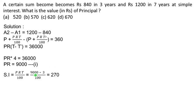 A certain sum becomes Rs 840 in 3 years and Rs 1200 in 7 years at simple interest смотреть онлайн