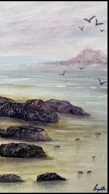 Beach scene in water colours - How to paint the beach in water colours смотреть онлайн