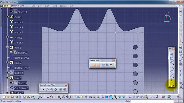 CATIA Beginner Tutorial User Pattern смотреть онлайн