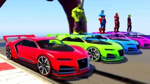 ЧЕЛОВЕК-ПАУК и СПОРТИВНЫЕ МАШИНКИ с Супергероями Преодолевают препятствия Челлендж Мультик для детей