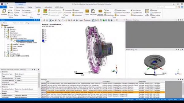 Thermo-Structural Analysis of a Brake Using Ansys Mechanical - Lesson 3, Part 1