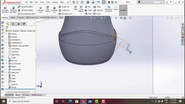 How to design a bottle | Solidworks part modeling tutorial #8 смотреть онлайн