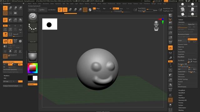 Intro to ZBrush 008 - Symmetry, where to find it, how to toggle it, which axis, and radial options! смотреть онлайн