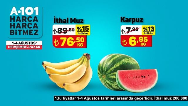 1 - 4 Ağustos Tarihleri Arasında Ucuzun Da Ucuzu Meyveler A101’de!